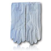 Gants Blancs 3 Griffes Équerre Compas "G" Dore Acacia Blanc