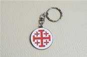 Porte-clé 5 croix sur fond rond