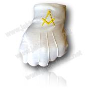 Gants Blancs 3 griffes Équerre Compas Dorés