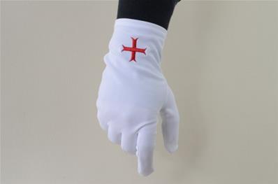 Gants Blancs Lycra Brodés Croix Templier