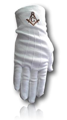 Gants Blancs 3 Griffes Équerre Compas "G" Bronze